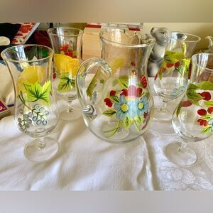 Oneida hand painted glassware